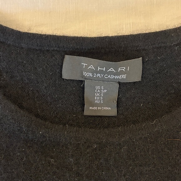 Tahari Black Cashmere Crew Neck Sweater - Picture 2 of 3